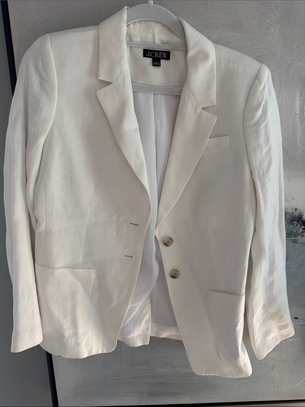 J. Crew Cream Single-Breasted Linen-Blend Blazer size 6